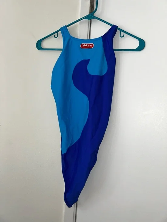 Adidas x Lotta Volkova Blue Two-Tone High-Neck One-Piece Swimsuit - S - NWT - Picture 8 of 12